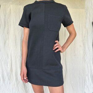 PROENZA SCHOULER Black Short Sleeve Mini Dress Front Pocket Side Zip Size 0 / XS